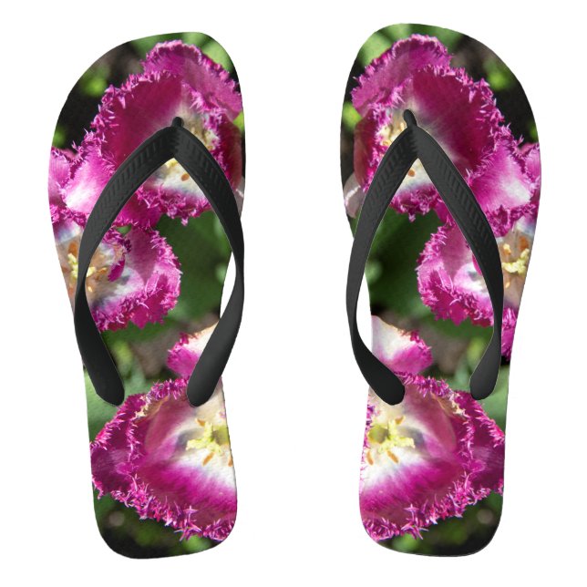 Cute purple  tulips  in the garden  thongs (Footbed)