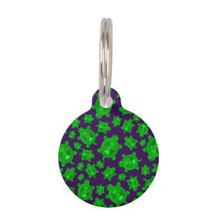 Cute purple turtle pattern pet tag