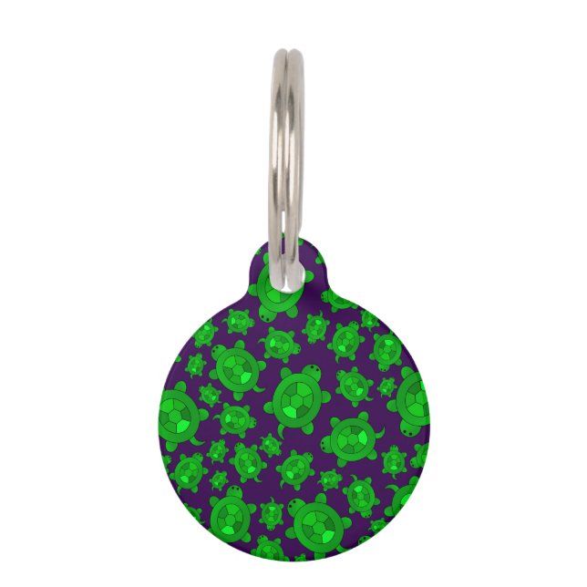 Cute purple turtle pattern pet tag (Front)