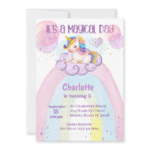 Cute Purple Unicorn 2nd Birthday Rainbow  