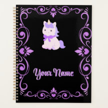 Cute Purple Unicorn Golden Horn Ornate Frame