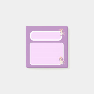 Cute Purple Unicorn Memo Pad Two Sections Post it Post-it Notes