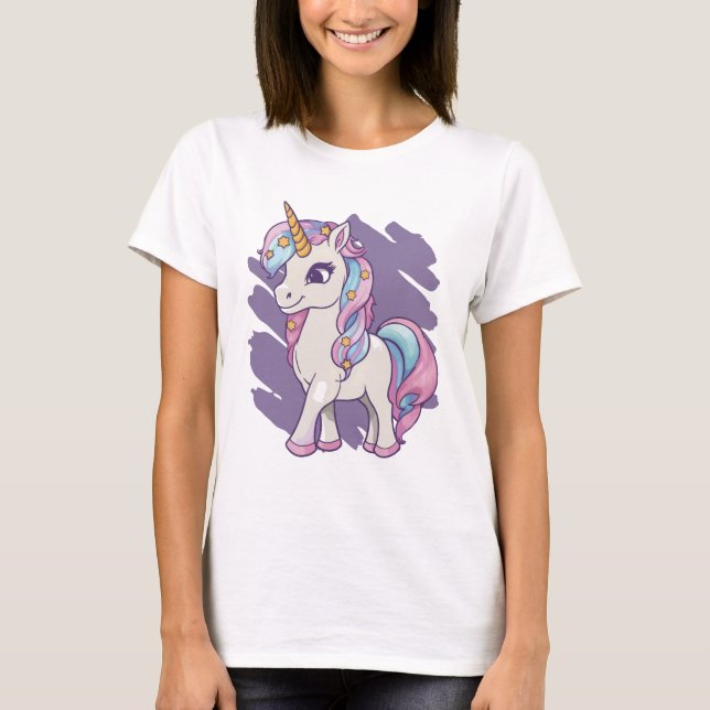 Cute Purple Unicorn T-Shirt (Front)