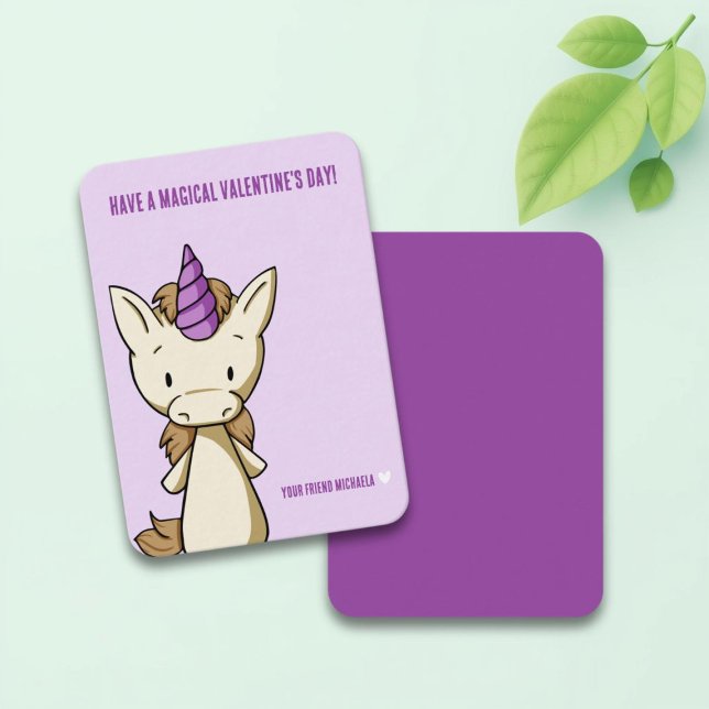 Cute Purple Unicorn Valentine's Day Classroom Card (Creator Uploaded)