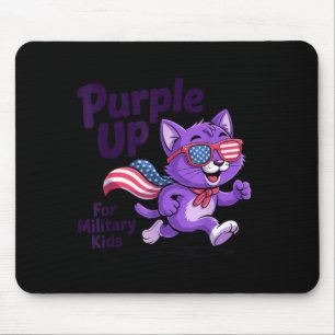 Cute Purple Up for Military Kids Cat Military Mouse Pad