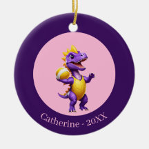 Cute purple volleyball dinosaur