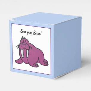 Cute Purple Walrus Cartoon, Friendly Ocean Nature Favour Box