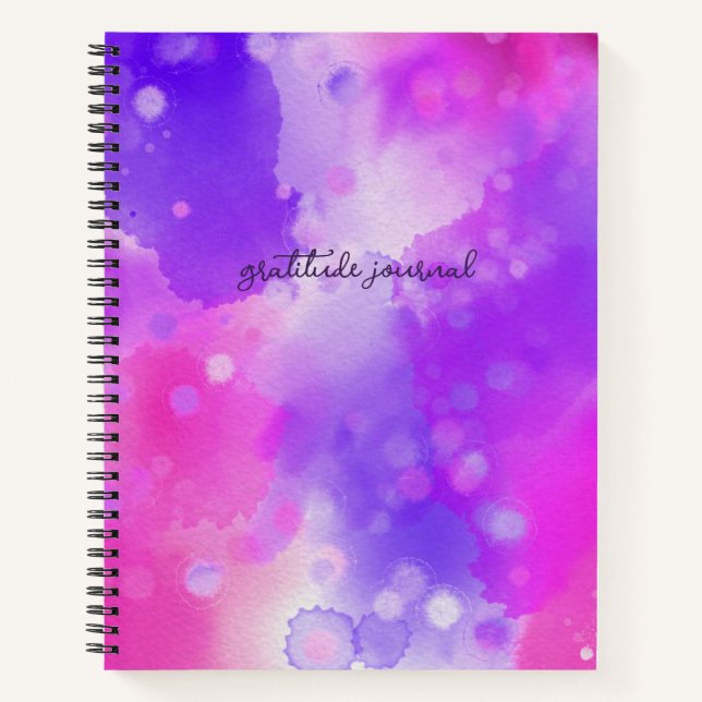 Cute Purple Watercolor Script Gratitude Journal (Front)