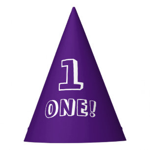Cute purple white custom number age year birthday party hat