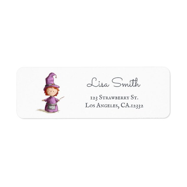 Cute Purple Witch Return Address Label (Front)