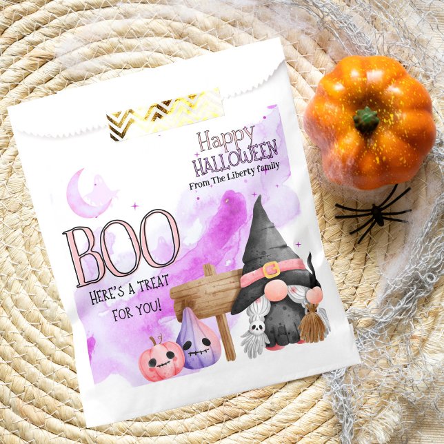 Cute purple witchy gnome halloween trick or treat favour bag (Creator Uploaded)