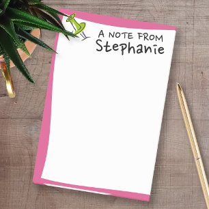 Cute Push Pin Custom Name Hot Pink and Green Post-it Notes