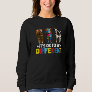 Cute Puzzle Cow It's Ok To Be Different Autism Awa Sweatshirt