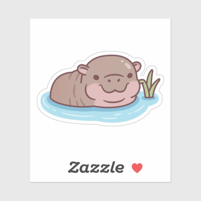 Cute Pygmy Hippo Chilling In River (Sheet)
