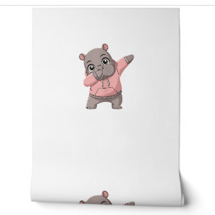 Cute Pygmy Hippo Kids Girls Boys Dabbing Moo Deng Wallpaper