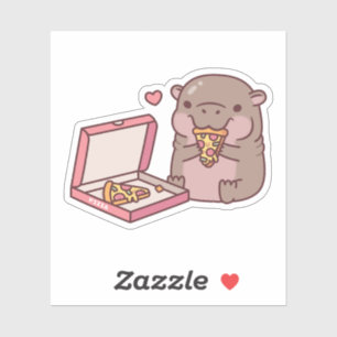 Cute Pygmy Hippo Loves Eating Pizza