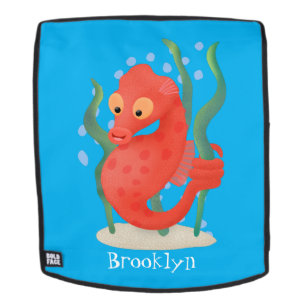 Cute pygmy seahorse cartoon backpack
