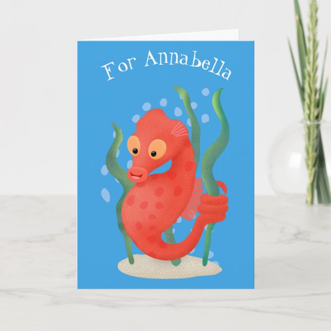 Cute pygmy seahorse cartoon card (Front)