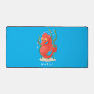 Cute pygmy seahorse cartoon desk mat