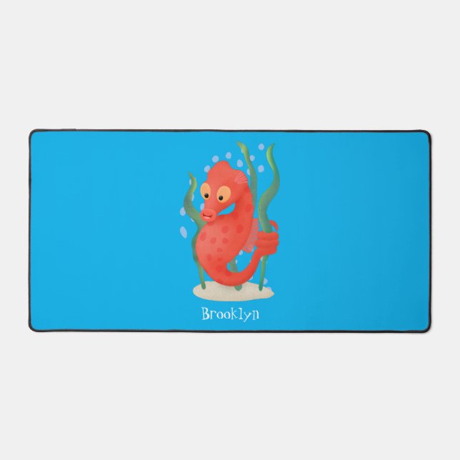 Cute pygmy seahorse cartoon desk mat (Front)