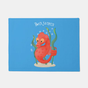 Cute pygmy seahorse cartoon doormat