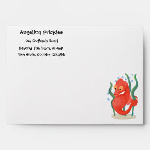 Cute pygmy seahorse cartoon envelope