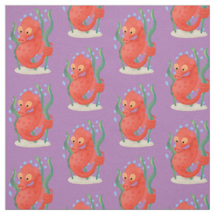 Cute pygmy seahorse cartoon fabric