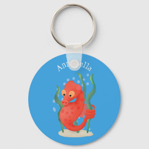 Cute pygmy seahorse cartoon key ring