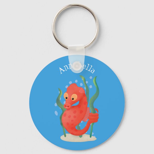Cute pygmy seahorse cartoon key ring (Front)