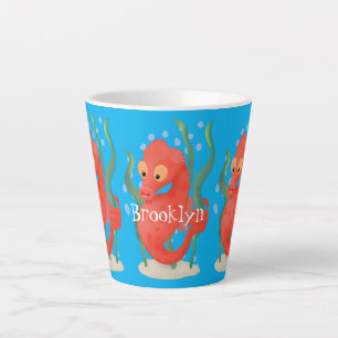 Cute pygmy seahorse cartoon latte mug