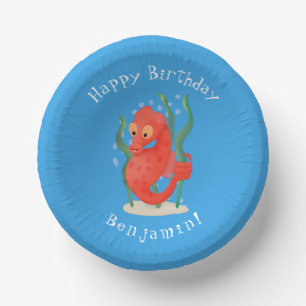 Cute pygmy seahorse cartoon paper plate