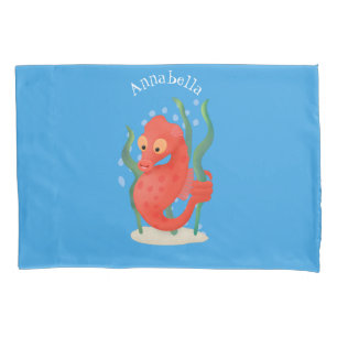 Cute pygmy seahorse cartoon pillowcase