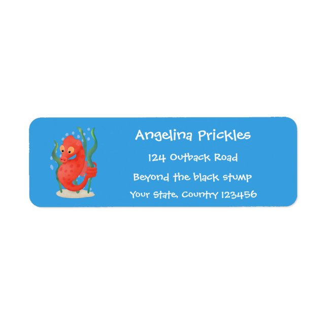 Cute pygmy seahorse cartoon return address label (Front)
