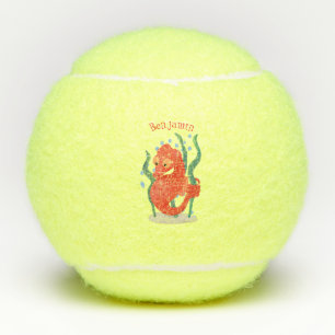 Cute pygmy seahorse cartoon tennis balls