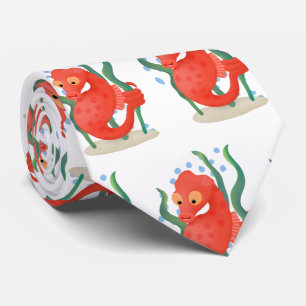 Cute pygmy seahorse cartoon tie