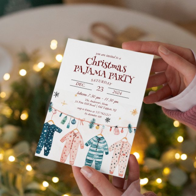 Cute Pyjamas Christmas Pyjamas Party Invitation (Creator Uploaded)