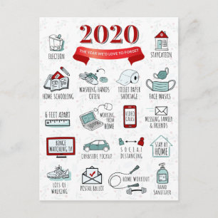 Cute Quarantine 2020 Activities Commemorative List Holiday Postcard