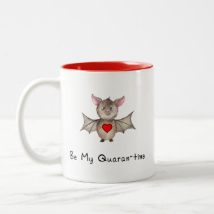 Cute Quarantine Valentine Pandemic Watercolor Bat Two-Tone Coffee Mug