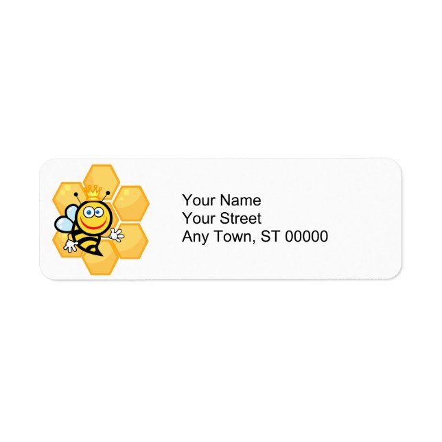 cute queen bee and beehive return address label (Front)