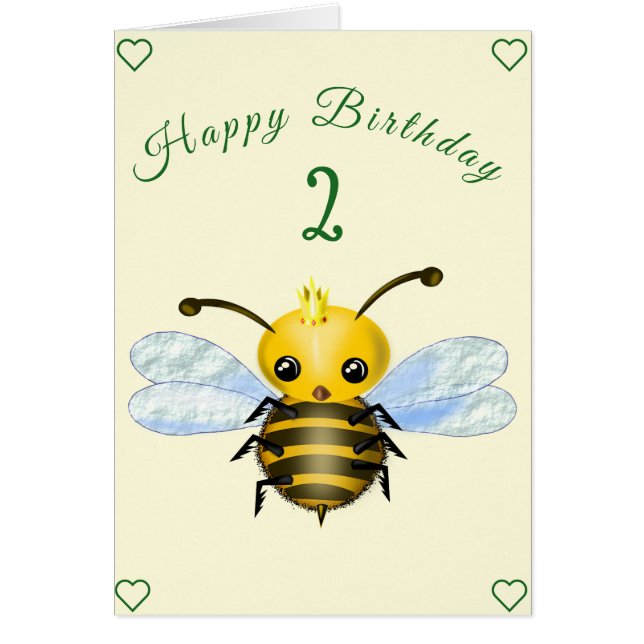 Cute Queen Bee Birthday Card - Customisable (Front)