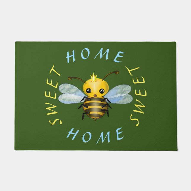 Cute Queen Bee Doormat - Customisable (Front)