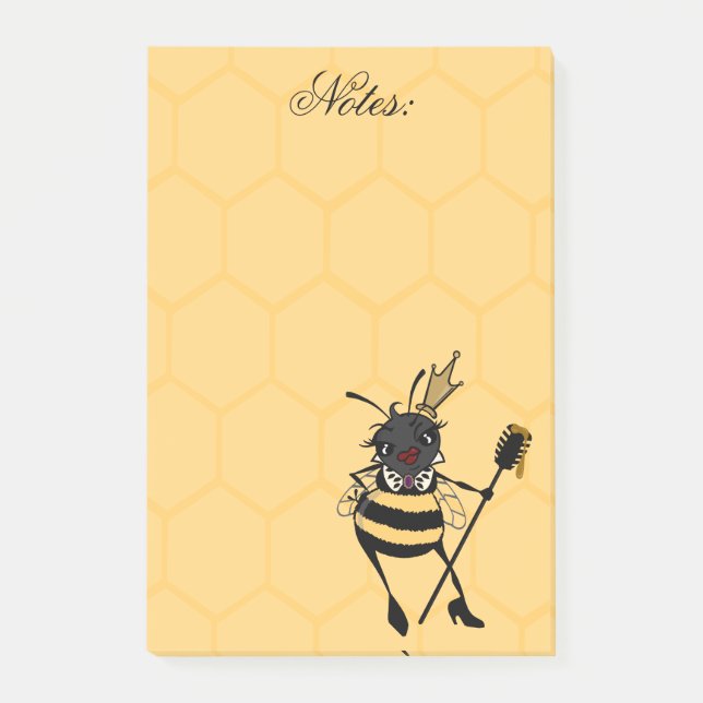 CUTE QUEEN BEE HONEYCOMB PATTERN POST-IT NOTEPAD (Front)