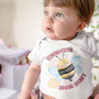 Cute Queen Bee, Keeping Mum Busy Girl Baby Bodysuit
