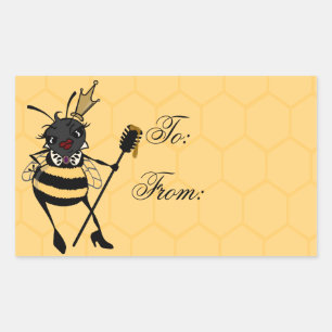 CUTE QUEEN BEE MATTE RECTANGLE GIFT STICKERS