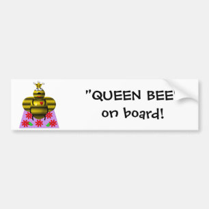 Cute queen bee on a quilt bumper sticker