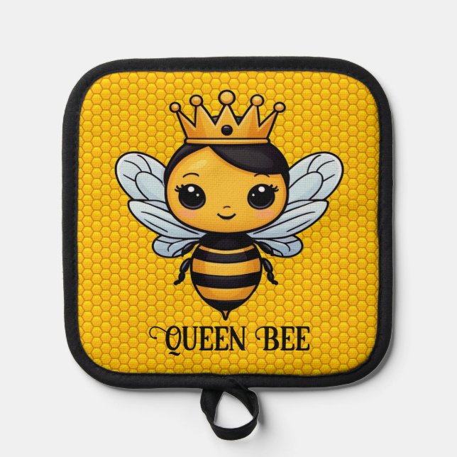 Cute Queen Bee Personalise Pot Holder (Front)