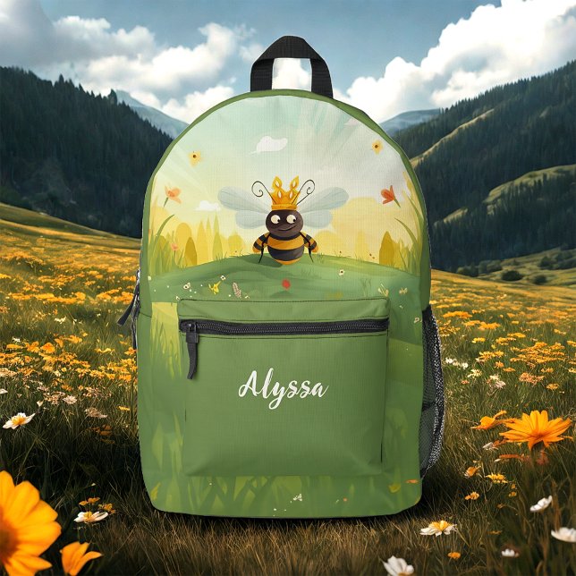 Cute Queen Bee Printed Backpack (Creator Uploaded)