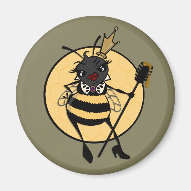 CUTE QUEEN BEE ROUND MAGNET (Front)