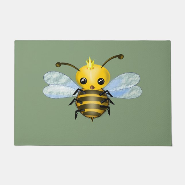Cute Queen Bee - Sweet - Choose / add colour Doormat (Front)
