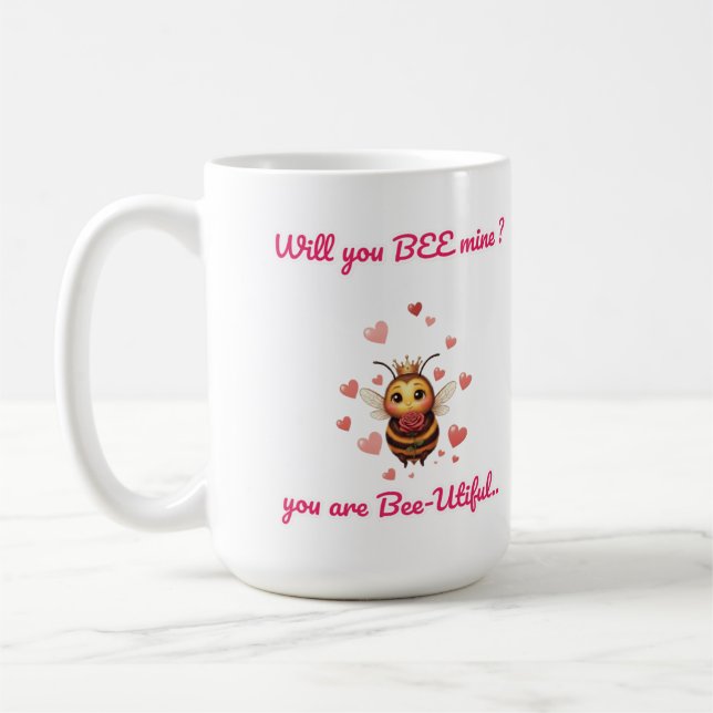 cute queen bee valentine  coffee mug (Left)